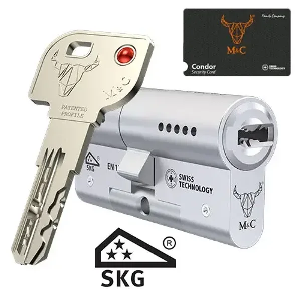 M & C cilinder 32x32 mm Nikkel SKG*** incl 3 sleutels en certificaat