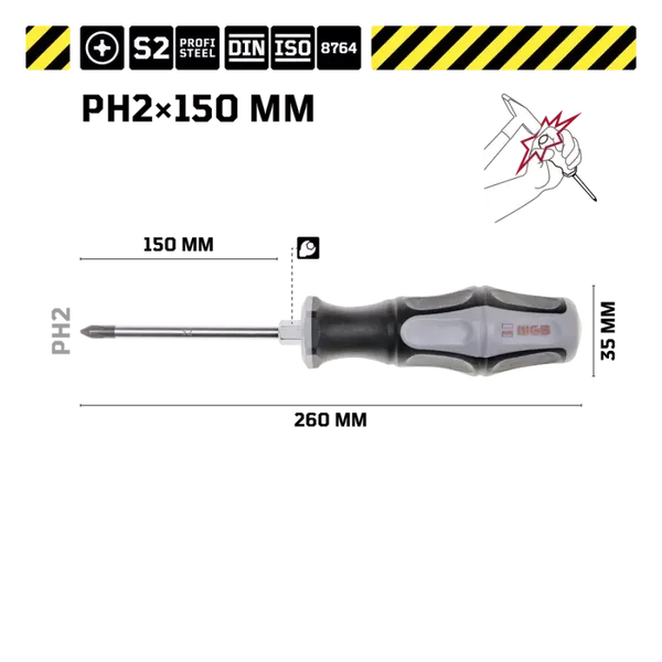 WGB Schroevendraaier PH2 x 150 mm