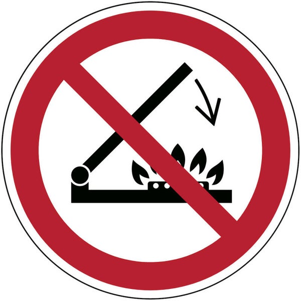 Sticker Sluit het deksel niet wanneer de branders branden