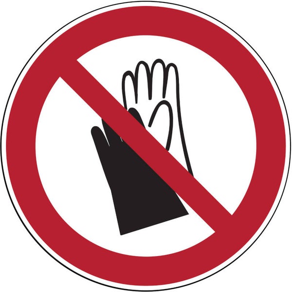 Sticker Verbod dragen handschoenen