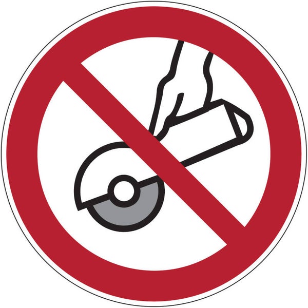 Sticker Verboden met de hand te slijpen