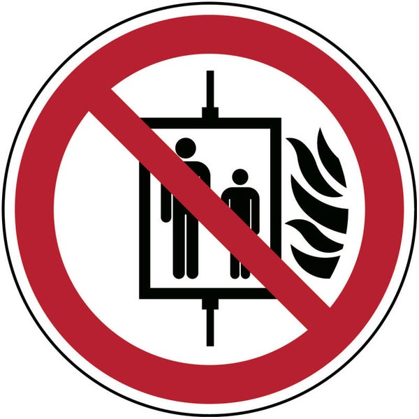 Sticker Verboden de lift te gebruiken bij brand