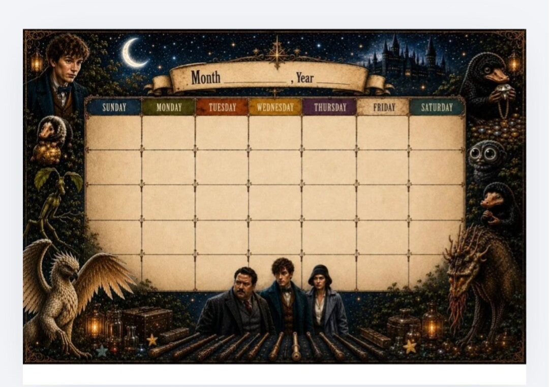 Digitaal: Fantasie beast kalender 2027