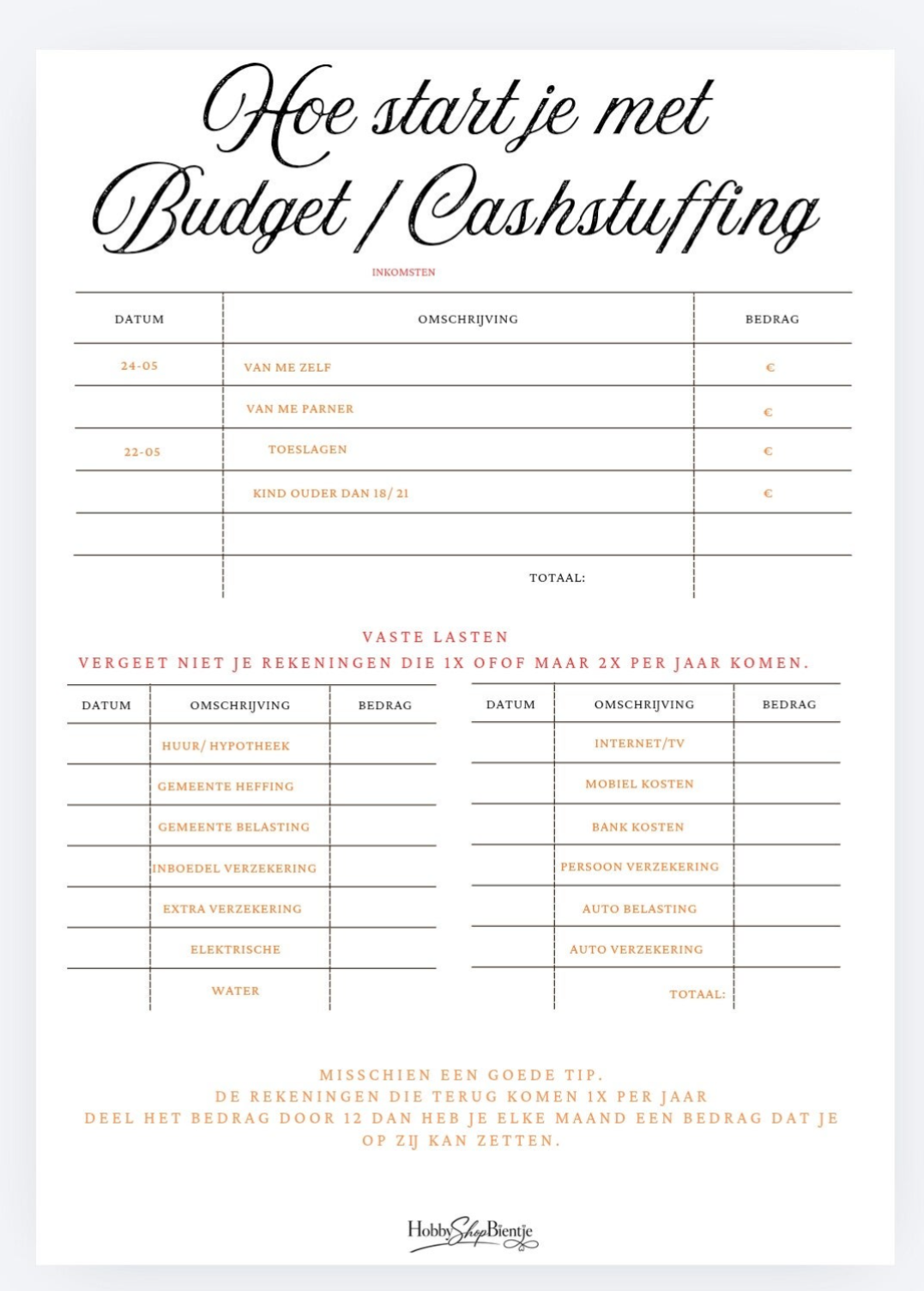 Hoe start je met cash stuffing