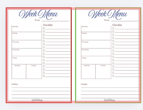 Digitaal: voorblad Week menu