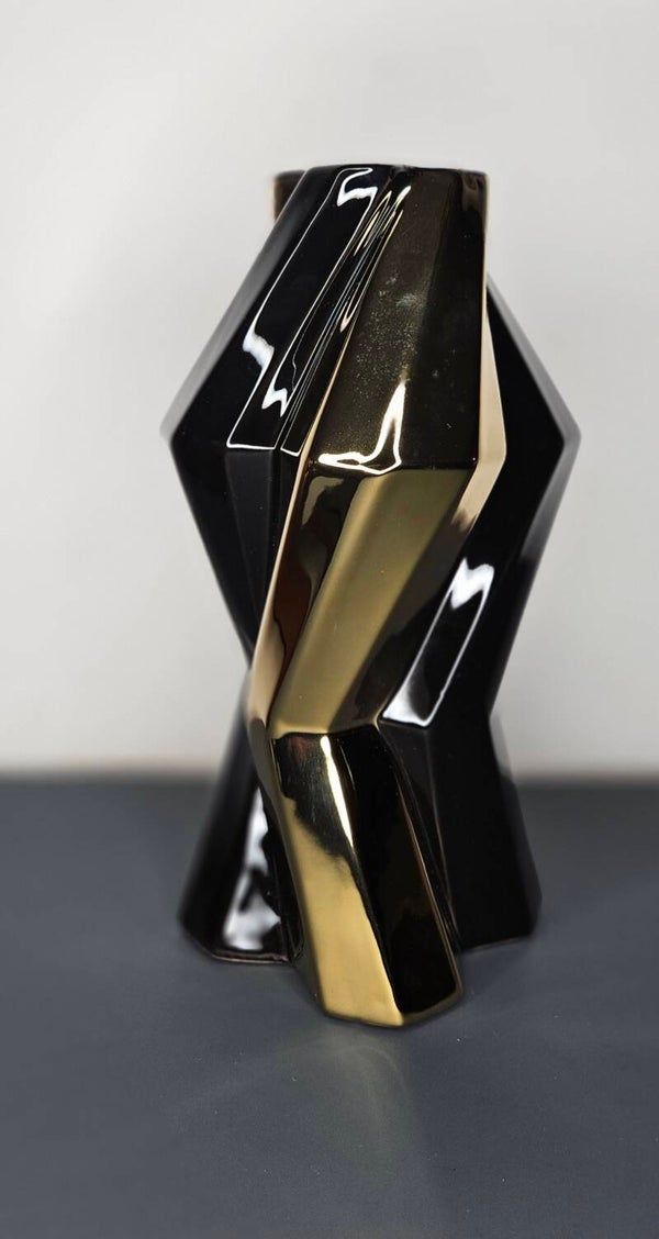 Vaas "Canto" Goud/ zwart H.25cm