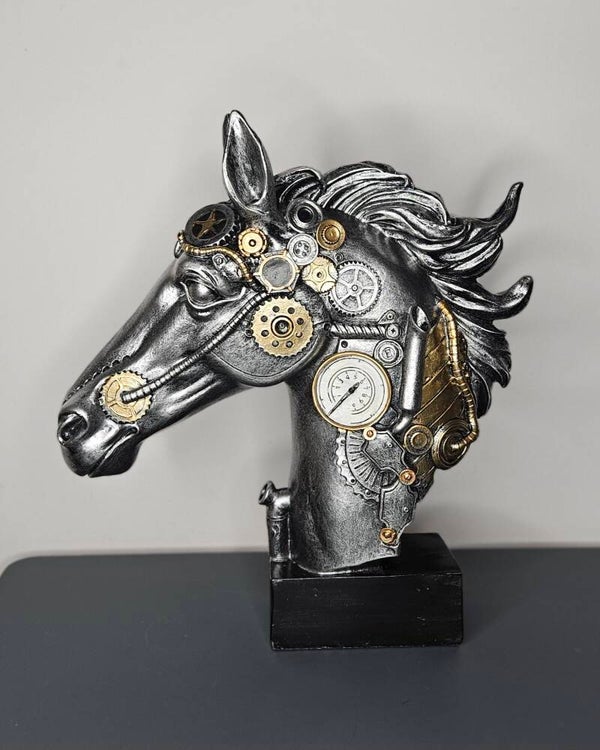 Beeldje, Sculptuur "Steampunk paard" H.34cm