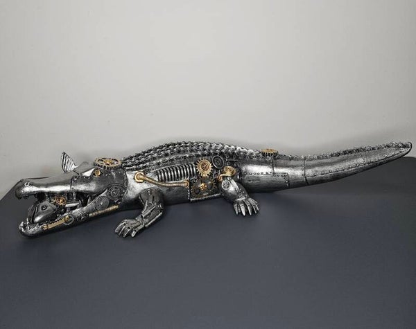 Beeldje "krokodil steampunk" H.14.5cm