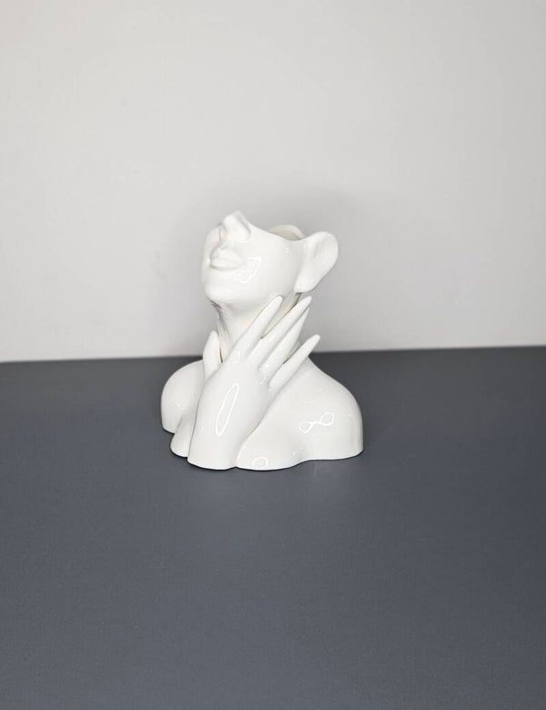 Vaas "Gezicht wit" H.18cm