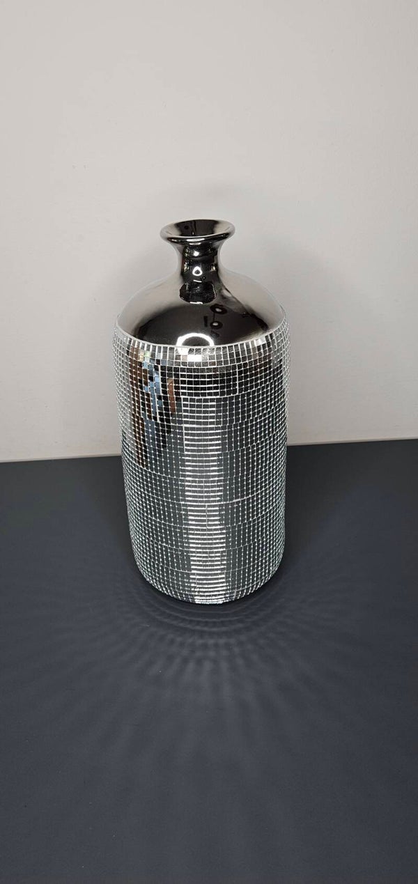 Vaas "Disco" zilver H.35.5cm