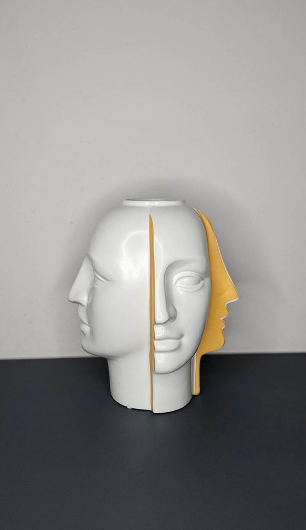 Vaas "Face" wit/Orange H.28cm