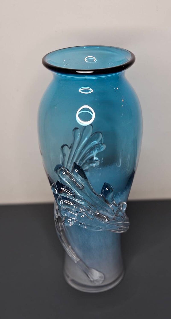 Vaas "Beach" blauw/wit H.40cm