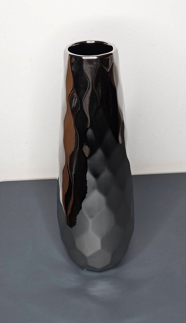 Vaas "Shiny" Zilver. H.36cm