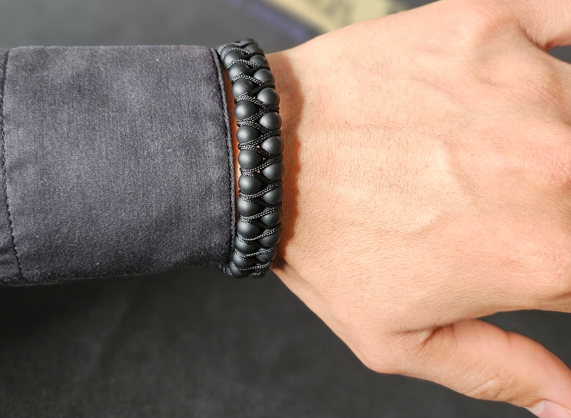 Black Onyx Double Bead -armband voor heren