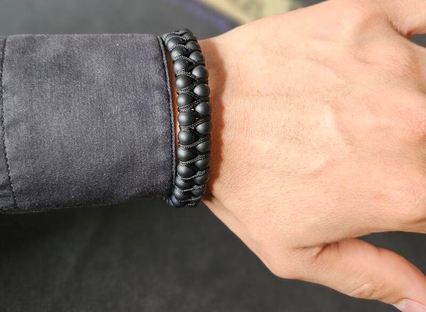 Black Onyx Double Bead -armband voor heren