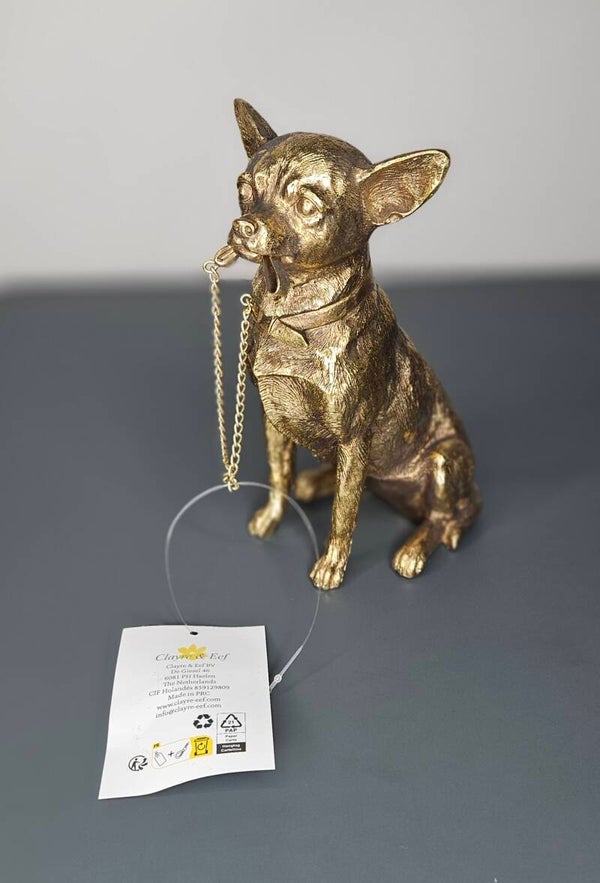 Hond Goudkleurig Polyresin H.18cm