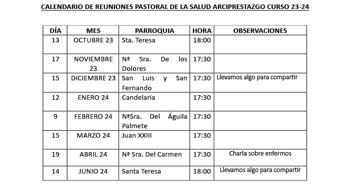 Calendario de reunión