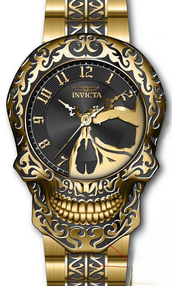 Invicta Artist Skull Men's Watch - 50.5mm, Black, Gold