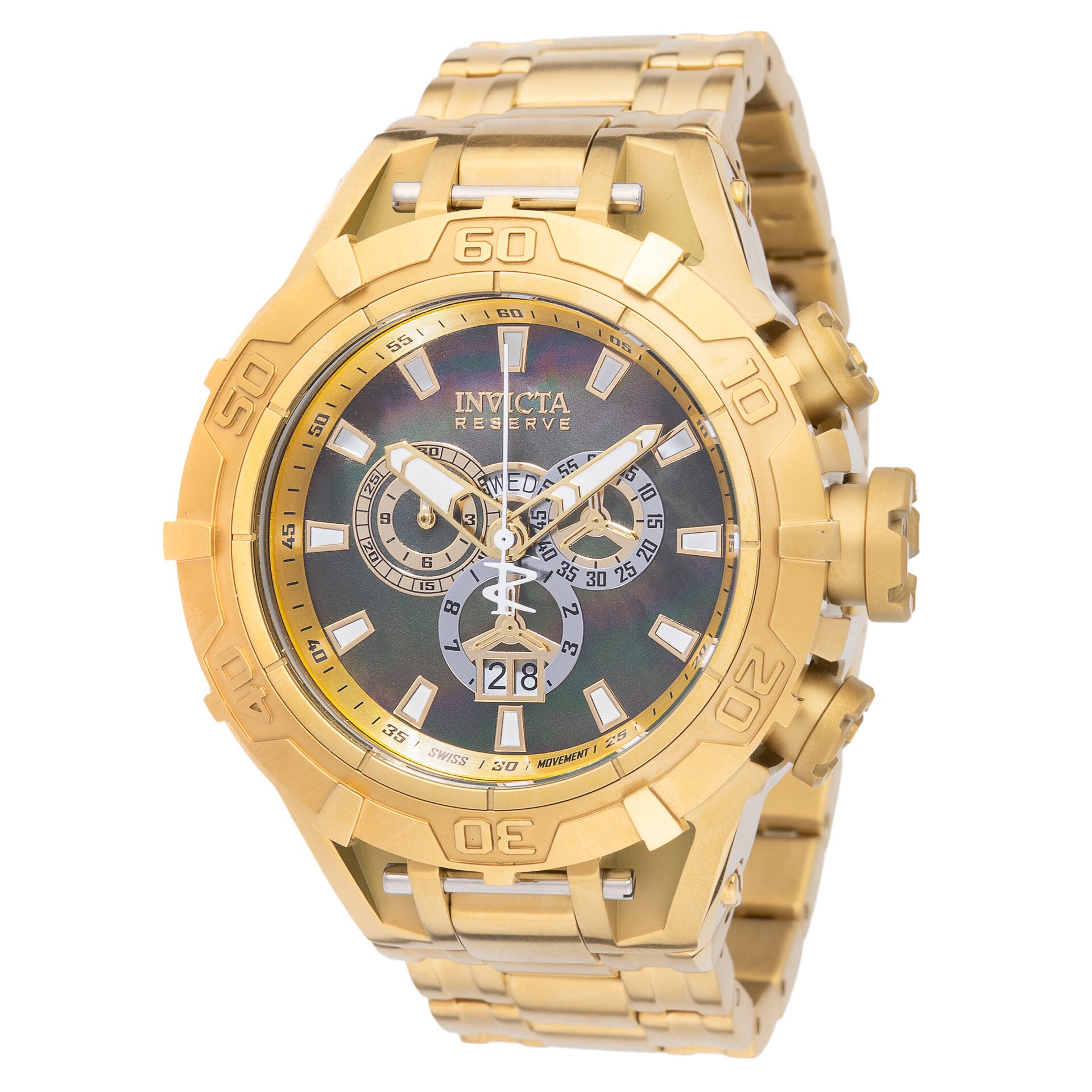 Invicta Reserve Specialty Subaqua Swiss Ronda 5050.C Caliber Men's Watch w/ Mother of Pearl Dial - 54mm, Gold, Stee