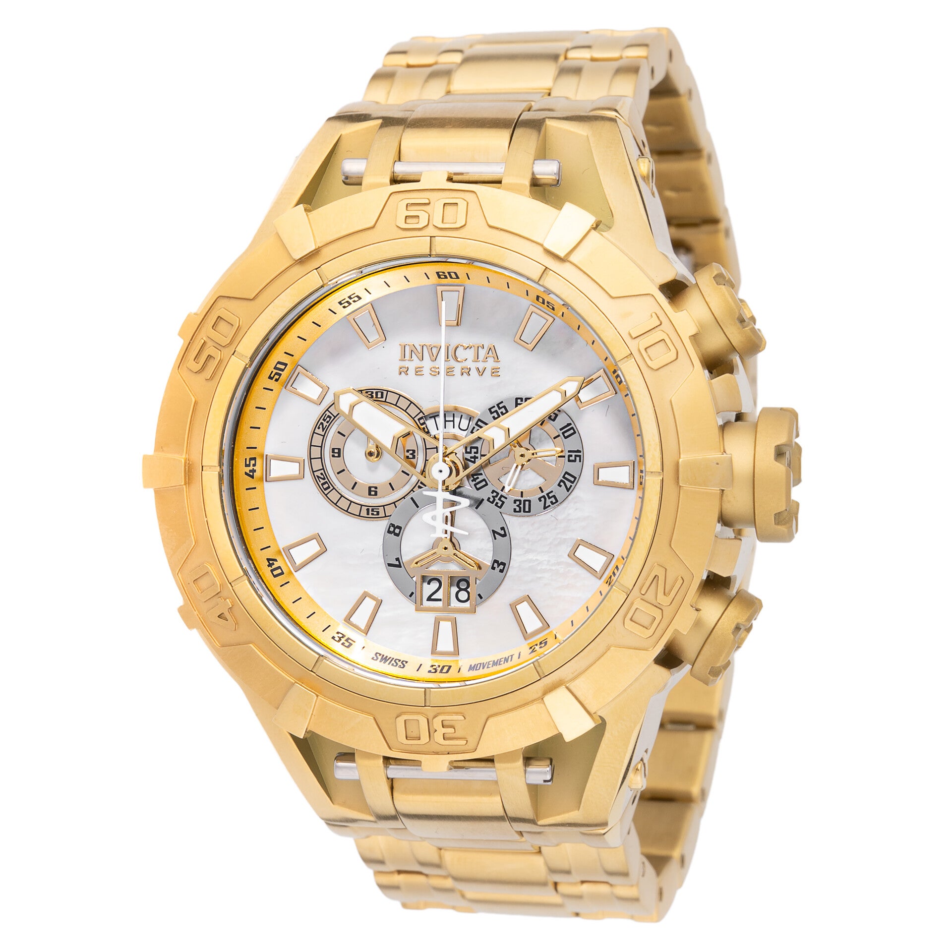 Invicta Reserve Specialty Subaqua Swiss Ronda 5050.C Caliber Men's Watch w/ Mother of Pearl Dial - 54mm, Gold