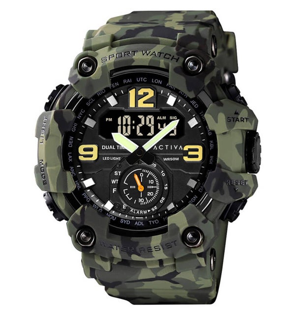 Activa X Invicta BlackOps Digital Men's Watch - 56mm, Camouflage, Green ACW1637-004