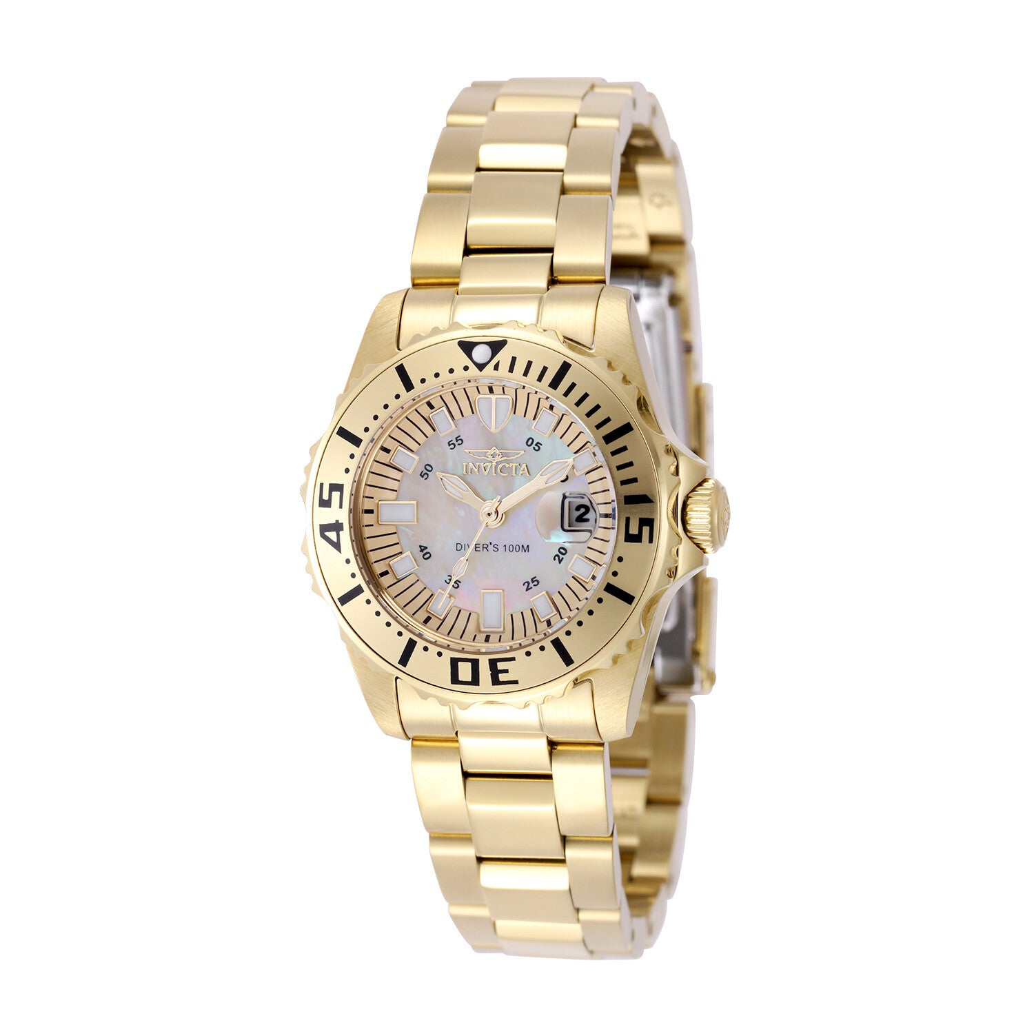 Invicta Pro Diver  Women's Watch - Quartz Movement - Stainless Steel with Gold Dial - 30 mm
