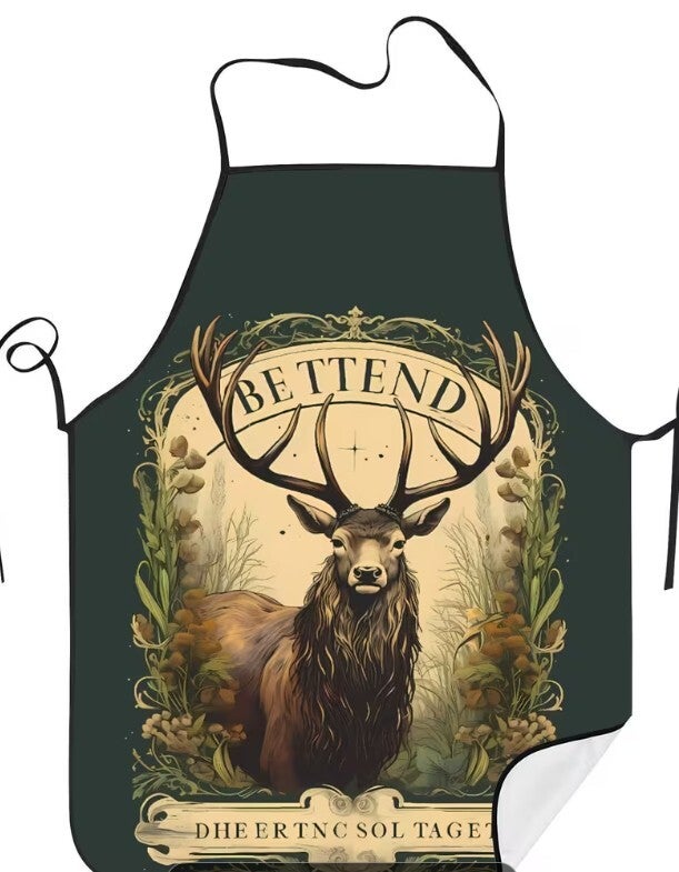 Vintage schort met hertenmotief voor vrouw/man