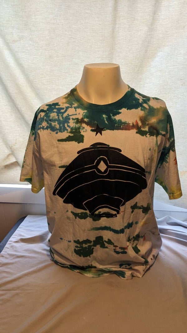 "Mother Ship" T-shirt Black Design Tie Dye Large