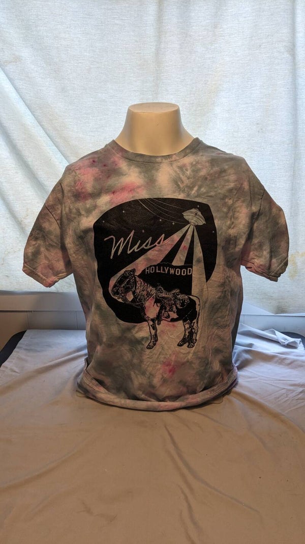 "Miss Hollywood in Hollywood" T-shirt Black Design Tie Dye Large
