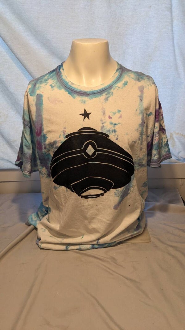 "Mother Ship" T-shirt Black Design Tie Dye XL