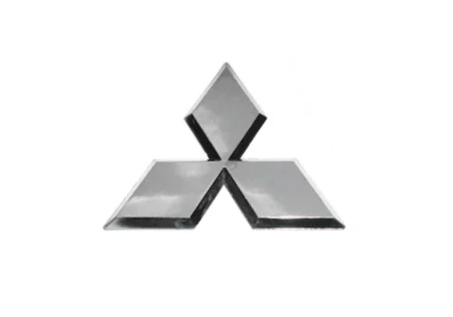 Mitsubishi logo met drie zilvere diamanten