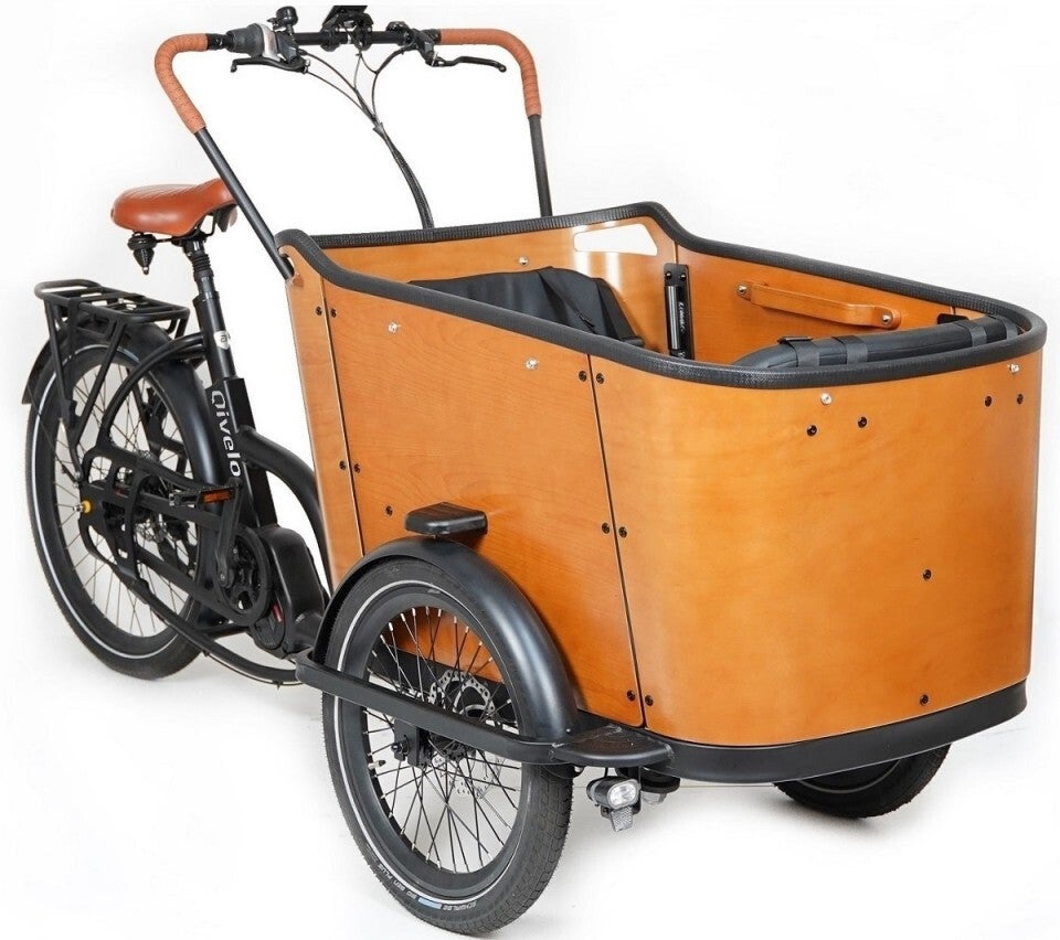 Qivelo Ananda Curve elektrische driewieler bakfiets - mat zwart/bruin