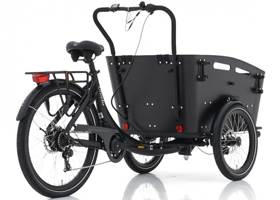 Qivelo Curve DR7 elektrische driewieler bakfiets - mat zwart/zwart