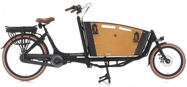 Qivelo Curve 2 New 2024 elektrische tweewieler bakfiets - mat zwart/bruin