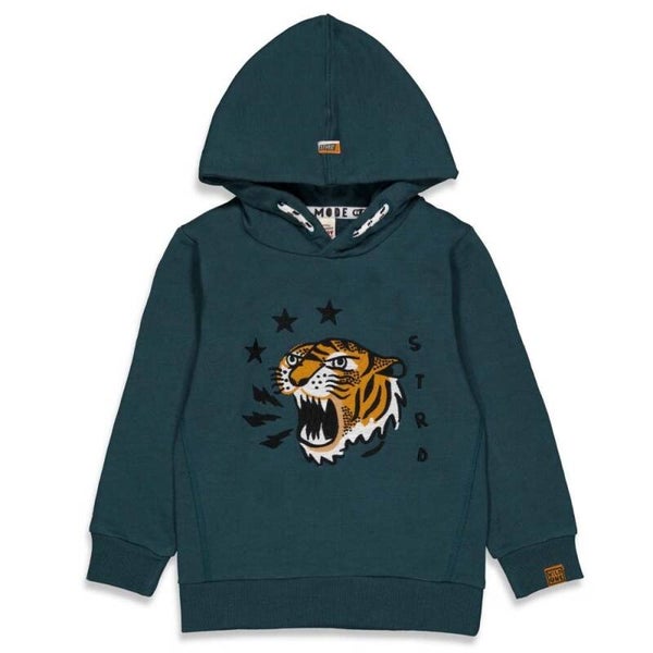 Sturdy | Hooded Sweater Petrol Tiger - Wild Things