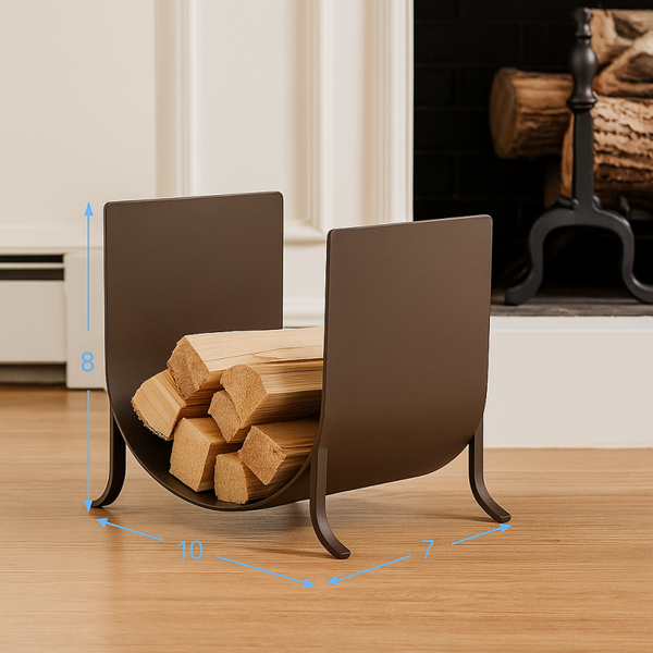 Compact Metal Kindling & Log Holder – 10" x 7" x 8"
