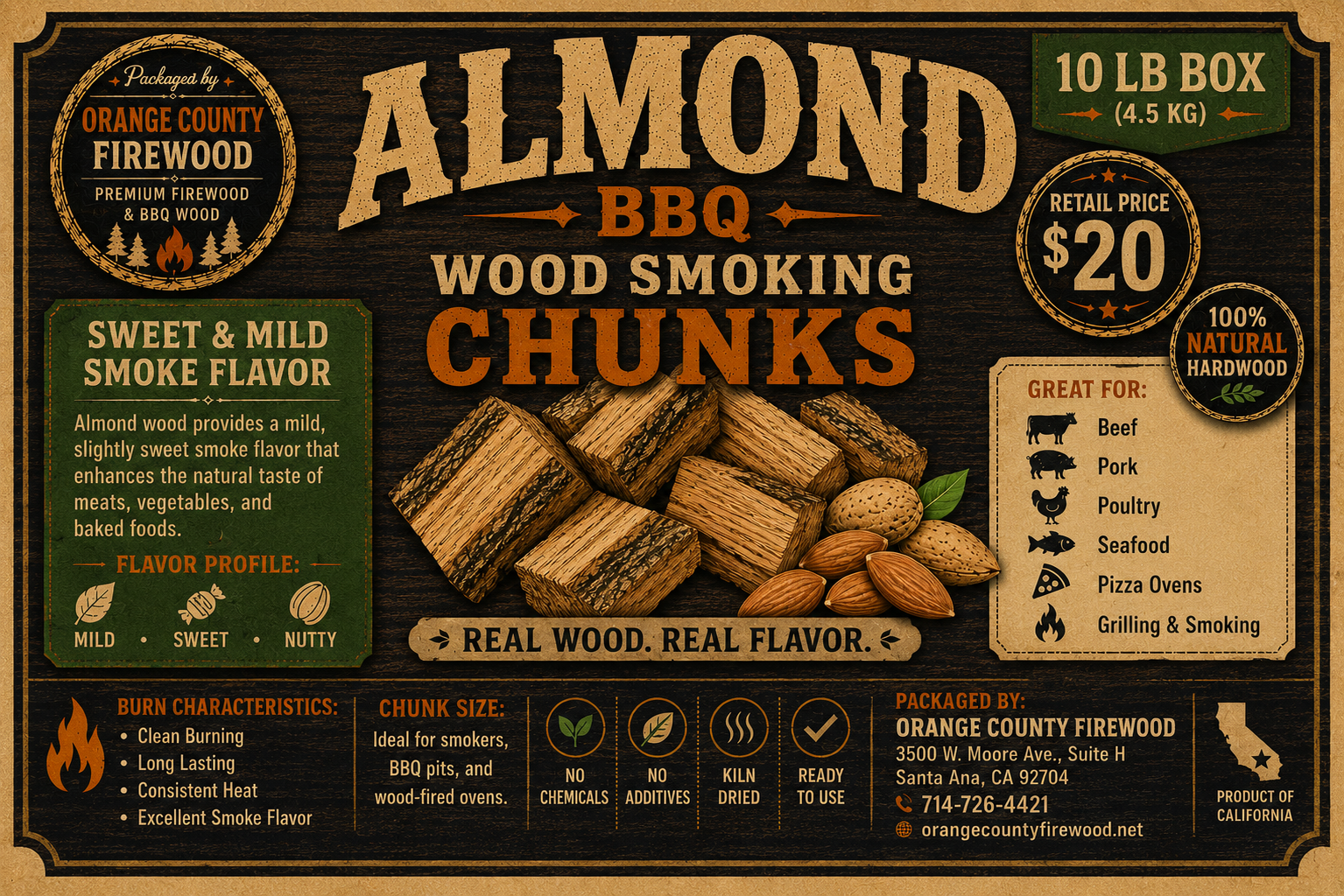 Almond Wood Chunks for Smoking Meat – Sweet, Nutty BBQ Flavor