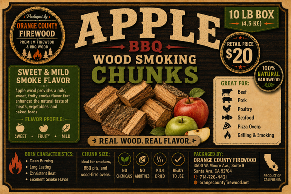 Apple Smoking Wood Chunks – Clean-Burning Hardwood for BBQ & Outdoor Cooking