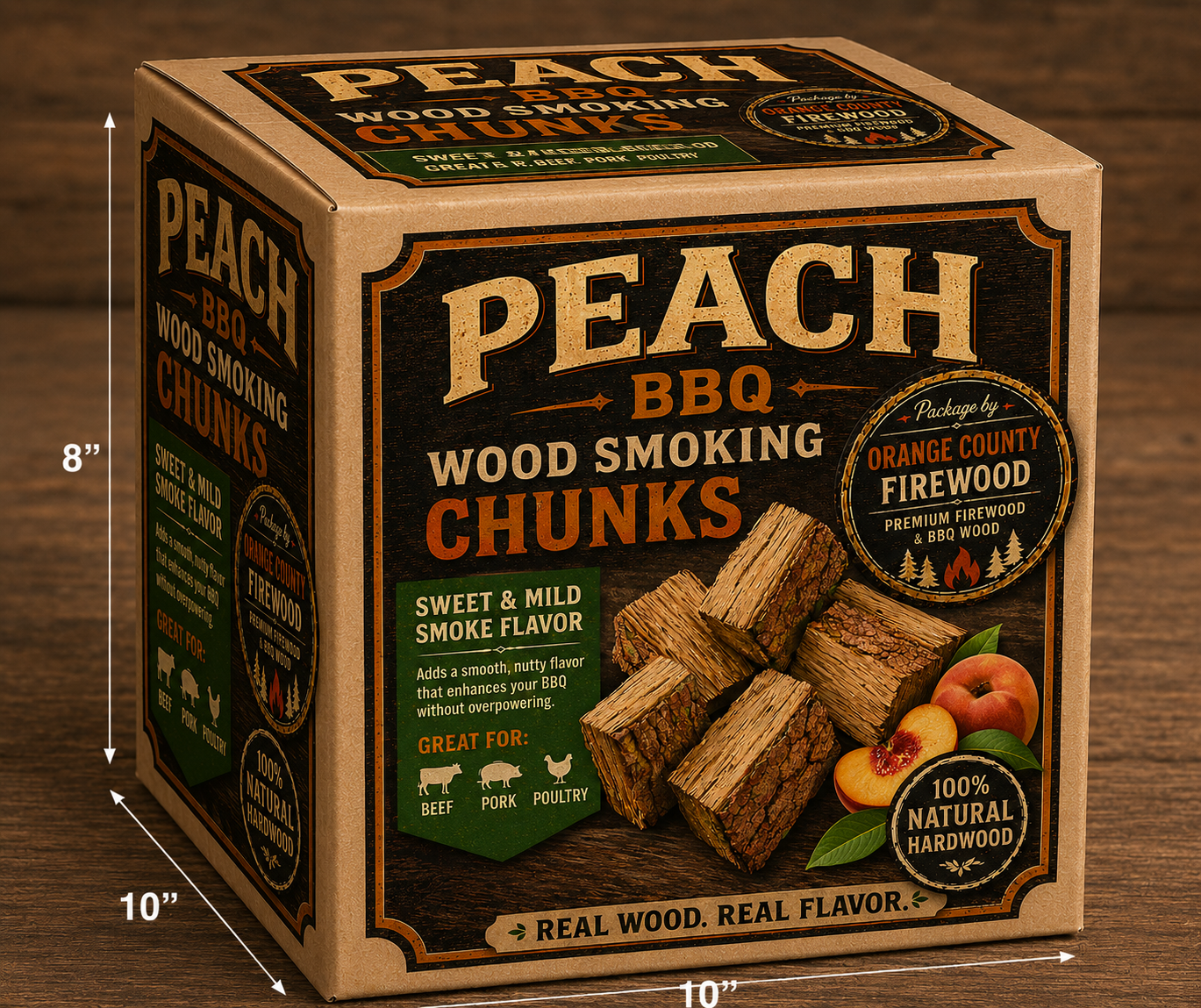 Peach BBQ Smoking Wood Chunks – Premium Fruitwood for Grilling, Smoking & Pizza Ovens