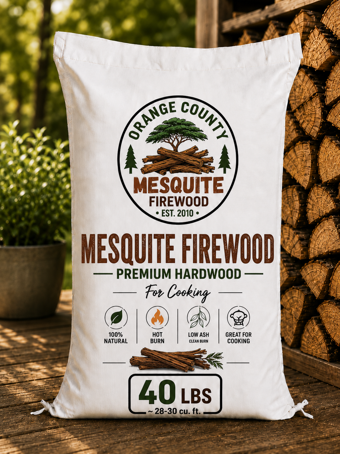 Mesquite Firewood – Premium Cooking Hardwood | 40 LB Bag