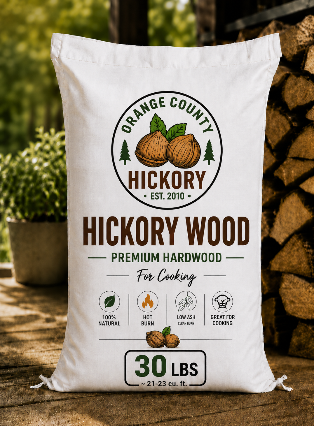 Hickory Firewood – Premium Cooking Hardwood | 30 LB