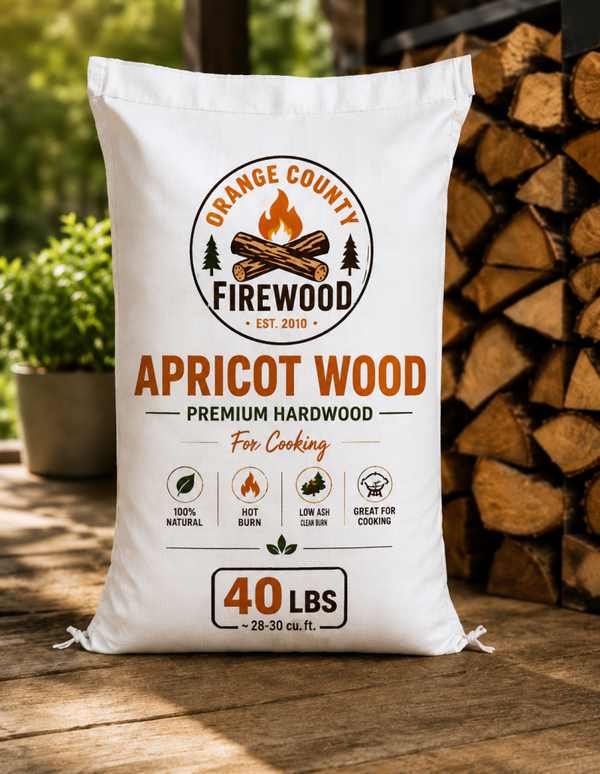**Apricot Firewood – Premium Fruitwood Hardwood | 40 LB Bag**