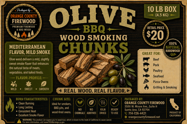 Olive BBQ Smoking Wood Chunks – Premium Hardwood for Grilling, Smoking & Pizza Ovens
