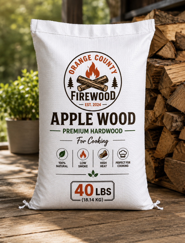 Apple Wood Firewood – Premium Cooking Hardwood | 40 LB Bag