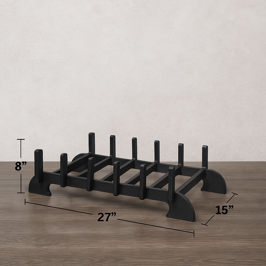 Heavy-Duty Cast Iron Fireplace Grate – 27” x 15” x 8”