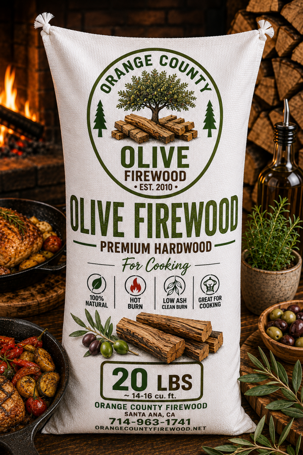 Olive Firewood – Premium Cooking Hardwood | 20 LB Bag