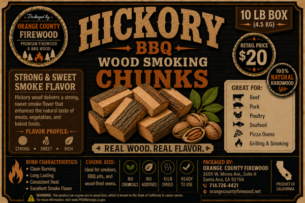 Hickory Wood Chunks for Smoking & BBQ – 10 LB Box | Premium Hardwood