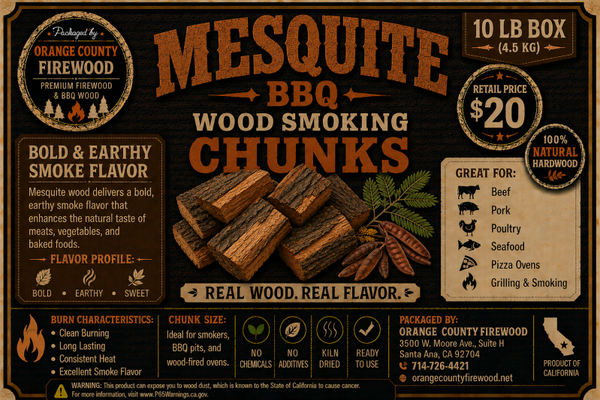 Mesquite Wood Chunks for Smoking & BBQ – 10 LB Box | Premium Hardwood