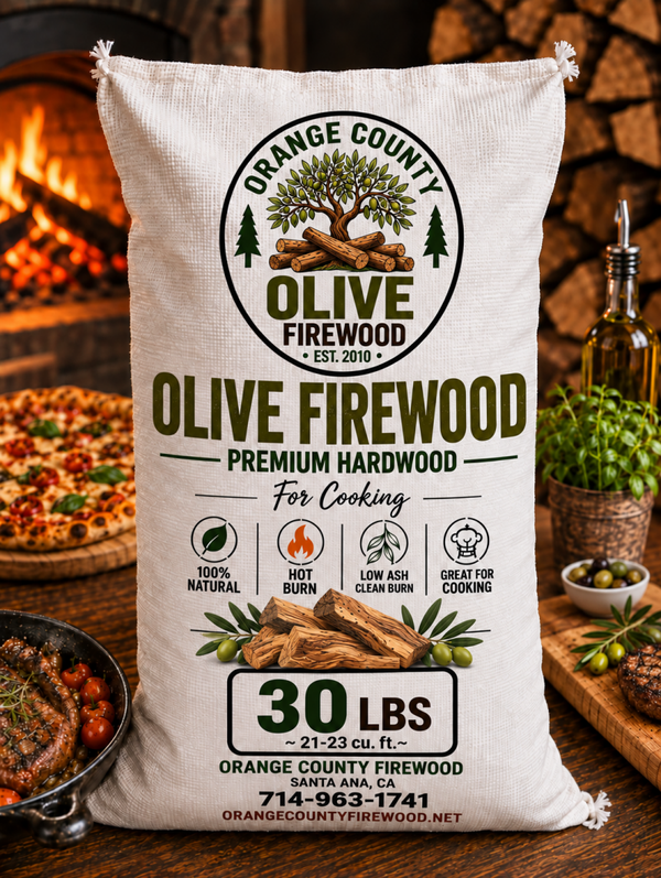 Olive Firewood – Premium Hardwood for Cooking – 30 lb Bag