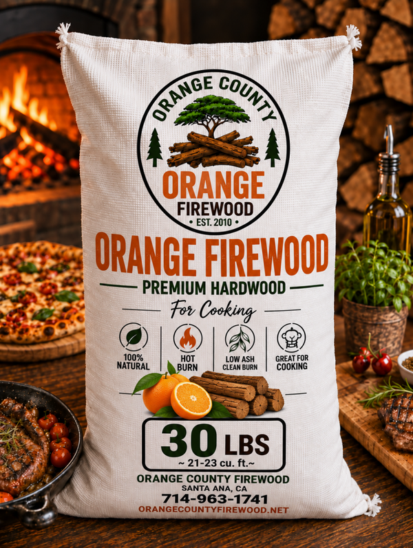 Orange Firewood – Premium Citrus Hardwood for Cooking – 30 lb Bag